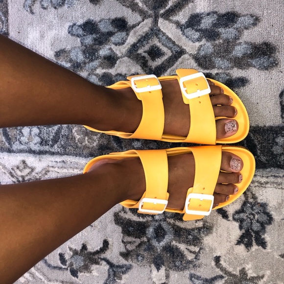 yellow water friendly birkenstocks